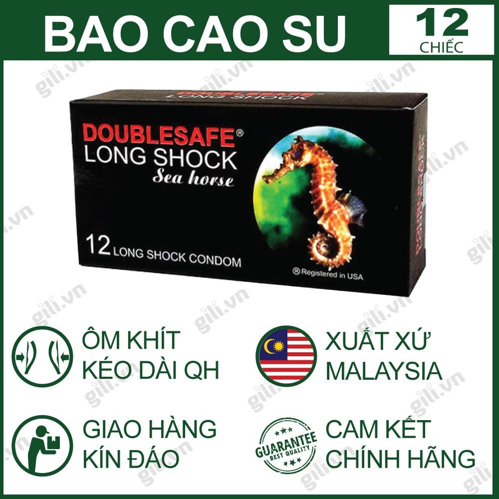 Bao Cao Su Cá Ngựa Double safe Sea Horse, Bcs Siêu mỏng Kéo dài thời gian (12 cái/hộp)