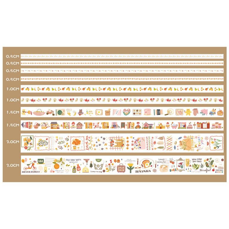 Set Băng Keo Washi Tape Băng Keo Dán Takenote Siêu Đẹp Tách Lẻ 10 Cuộn Hình Dán TIMO WS11TL