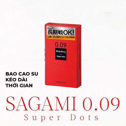 Bao cao su Sagami Super Dots 0.09 Thương hiệu Nhật Bản , Siêu mỏng, Ôm Sát, Có Hạt Nổi  (Hộp 10 CONDOM). Tặng Giá đỡ điện thoại. (Che tên sản phẩm khi giao)