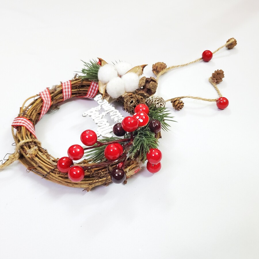 Vòng Hoa Noel VN03 15cm Vòng Nguyệt Quế Giáng Sinh Có Đèn