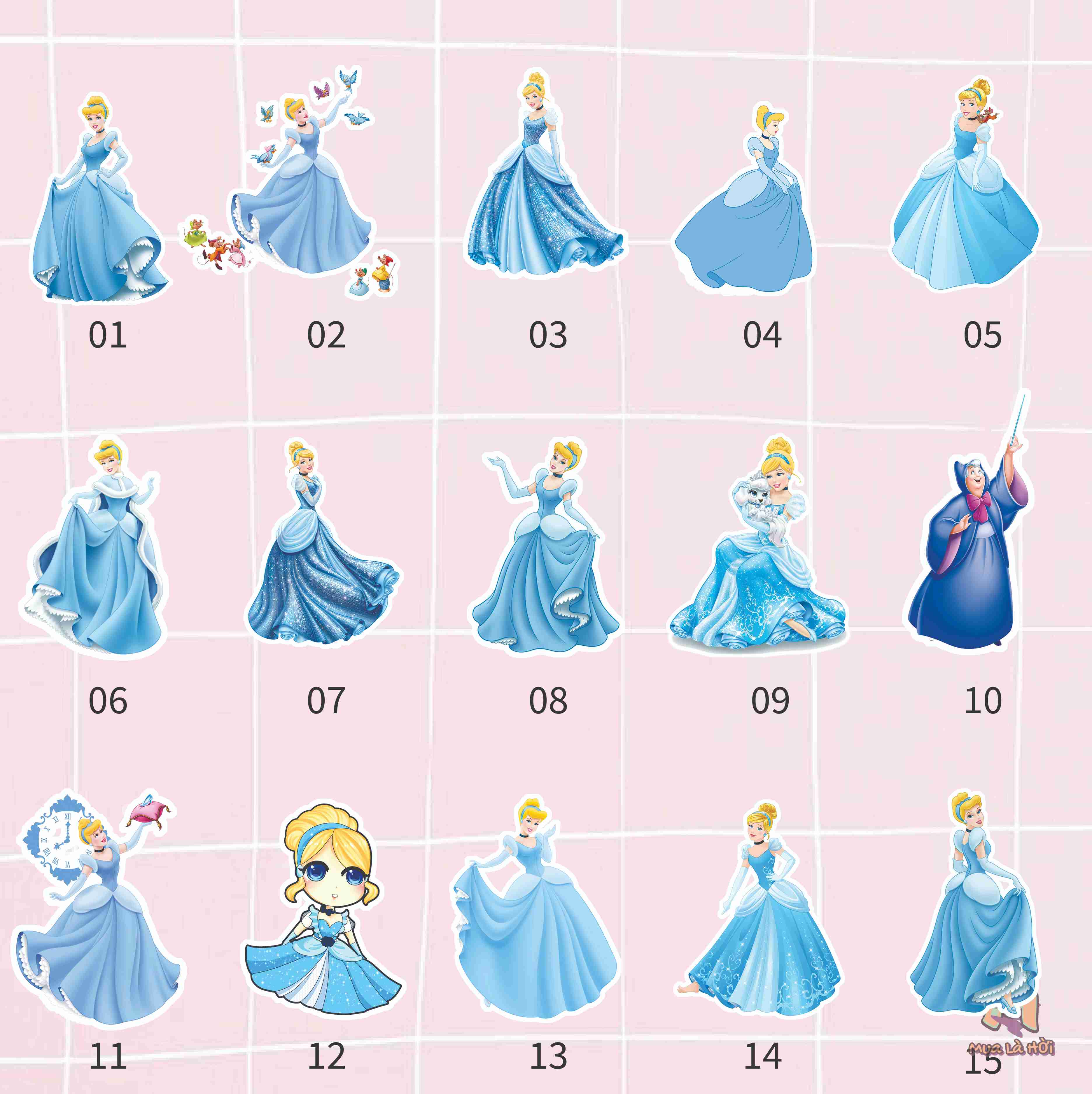 Miếng dán Stickers chủ đề Cinderella