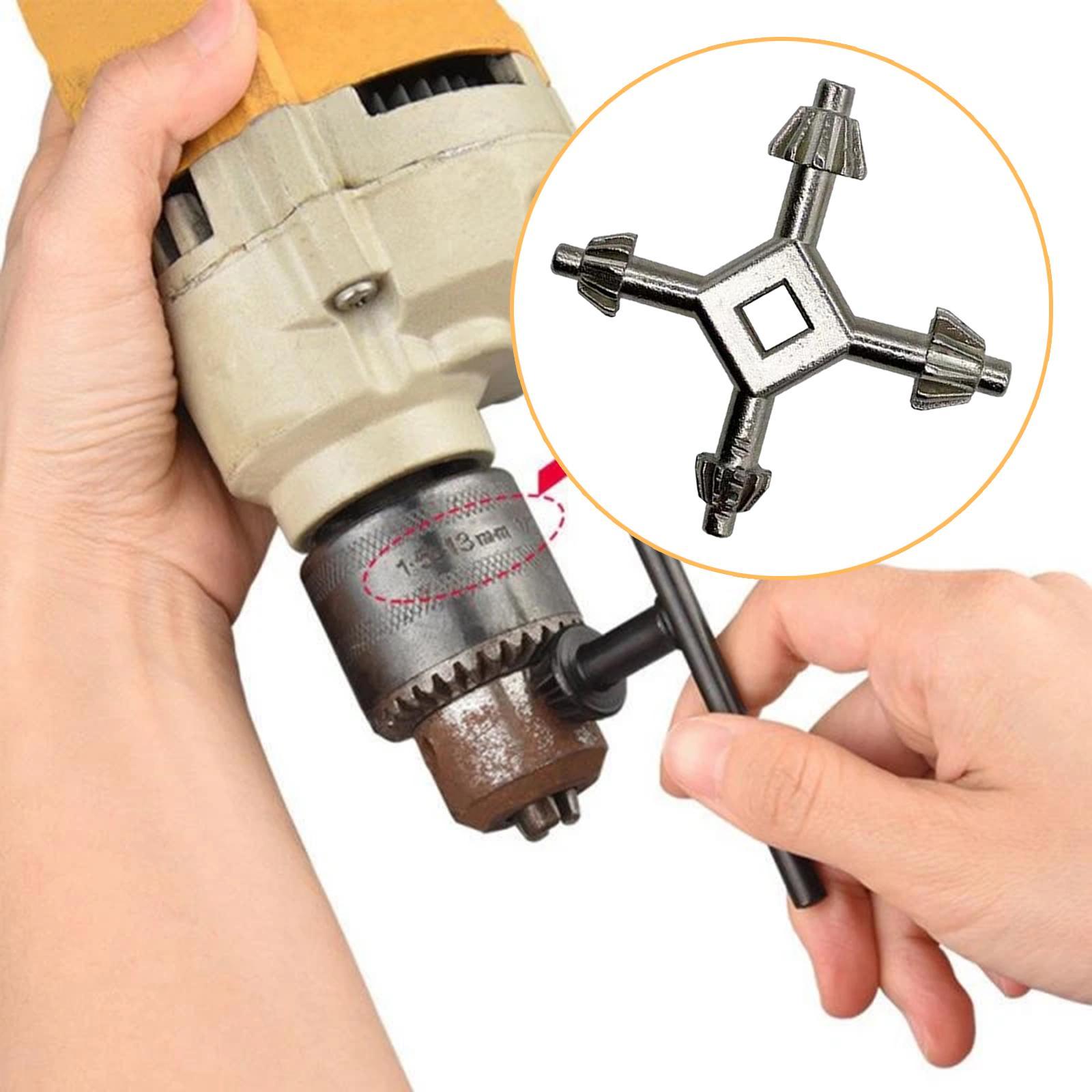 Drill Chuck Key Wrench, Electric Drill Chuck, 4 Ways Chuck Key, for Tighten Drill Combination Hand