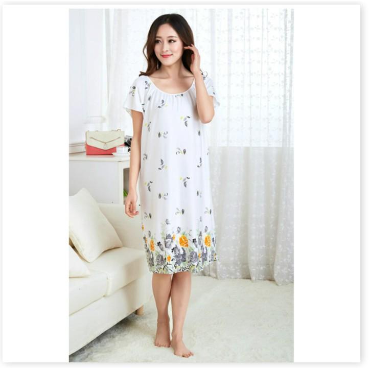 Váy Ngủ Form Suông Size Lớn hoa vàng - 3XL