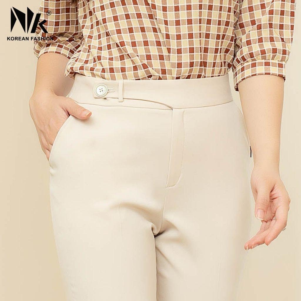 Quần Tây Nữ Công Sở NK Fashion Dáng Baggy Cạp Kiểu, Chất Liệu Texsi Nhập Hàn Mềm Mịn, Chống Nhăn Xù NKQU2103001