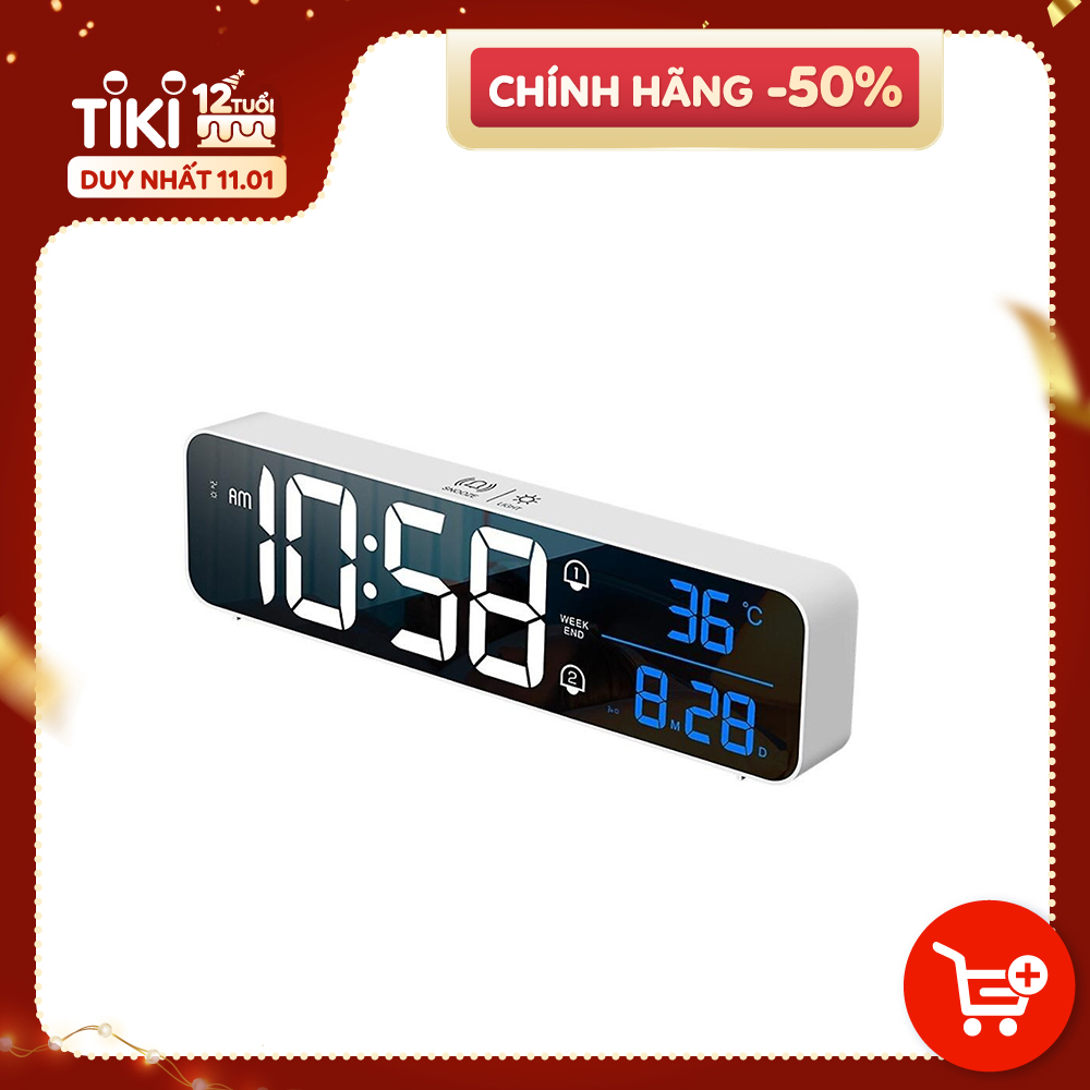 LED Digital Alarm Clock Rechargeable Temperature Date Display Desktop Mirror Clocks Home Table Bedside Decor Electronic Clock