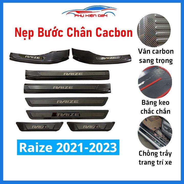 Nẹp bước chân trong ngoài Raize 2021-2022-2023 vân cacbon/titan/inox chống trầy bảo vệ trang trí xe