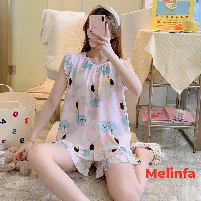 Bộ đồ ngủ nữ mặc nhà vải Cotton tự nhiên mềm mịn thoáng mát, Bộ ba lỗ quần đùi mã VABD0280