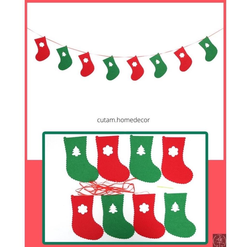 Dây treo Giáng sinh, cờ treo trang trí Noel, cây thông, Merry Christmas dài 3m