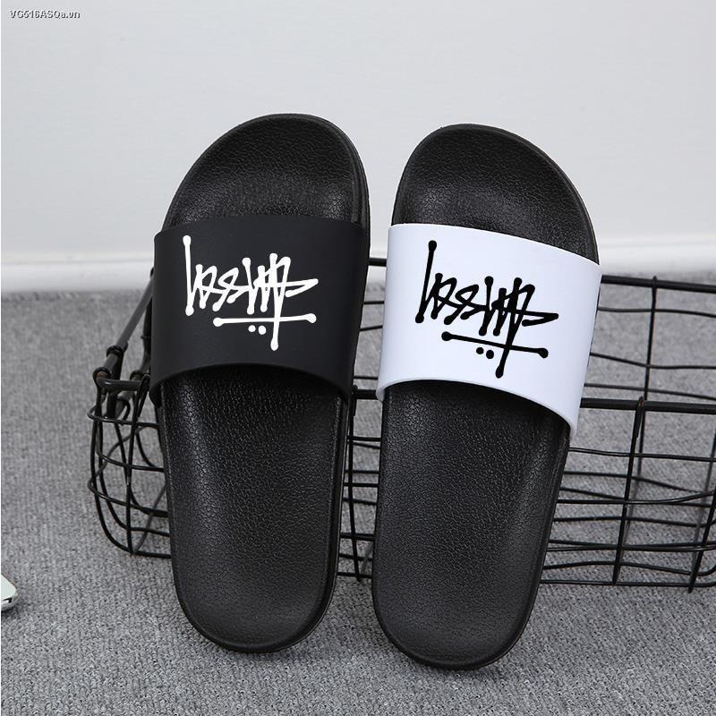 Dép Quai Ngang In Chữ Stussy Phong Cách Harajuku Cho Cặp Đôi