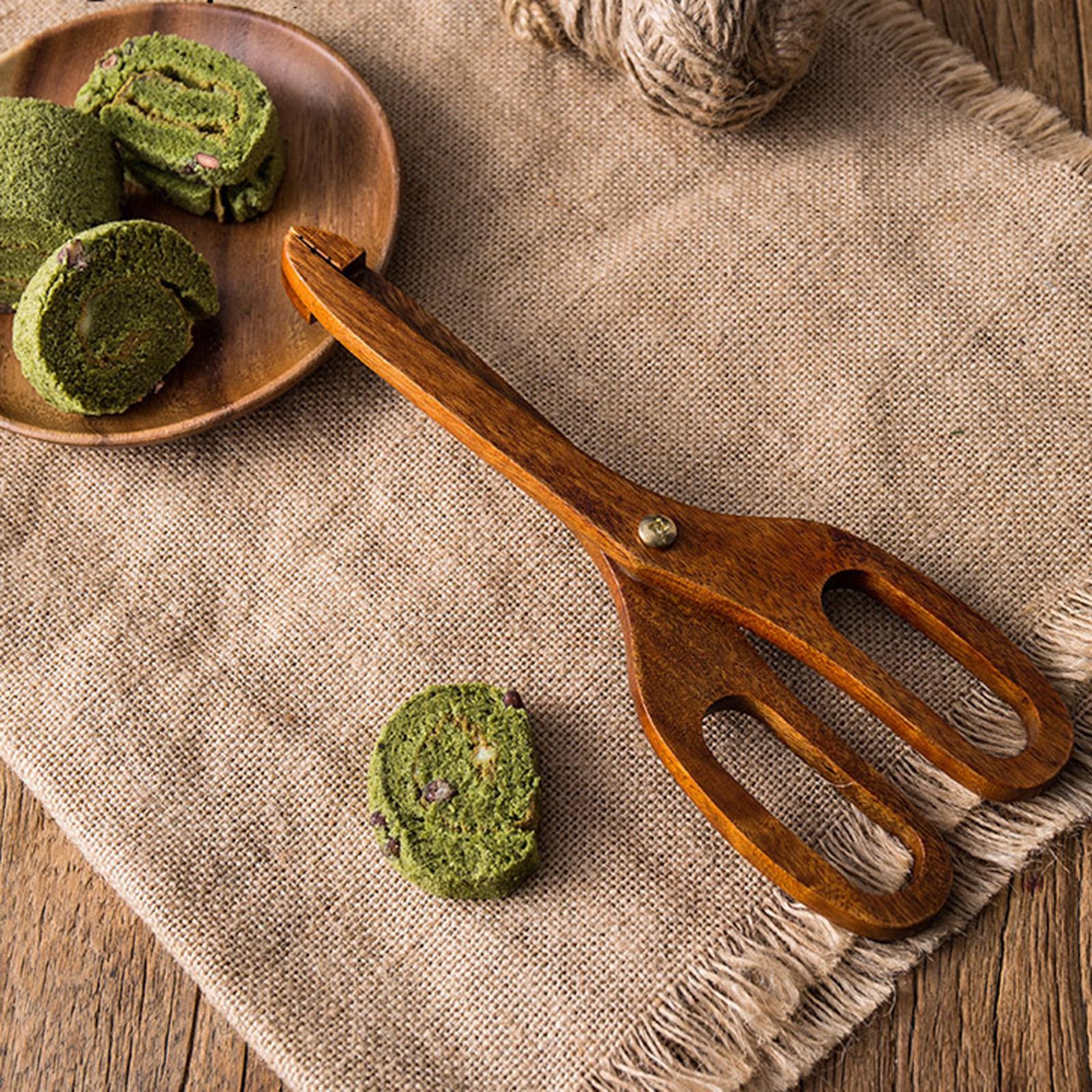 Wooden Baking  BBQ Food Serving  Toast  Scissors Tongs