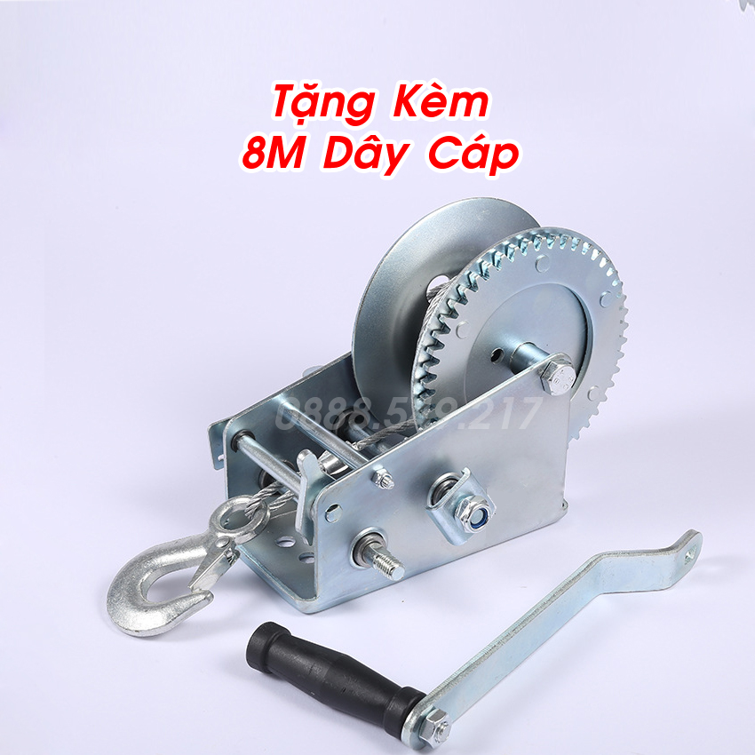 Tời Quay Tay Tặng Kèm Móc Và 8m Dây Đủ Phân Loại 600 - 1000 LBS Siêu Khỏe Tải Trọng Lên Tới 450kg