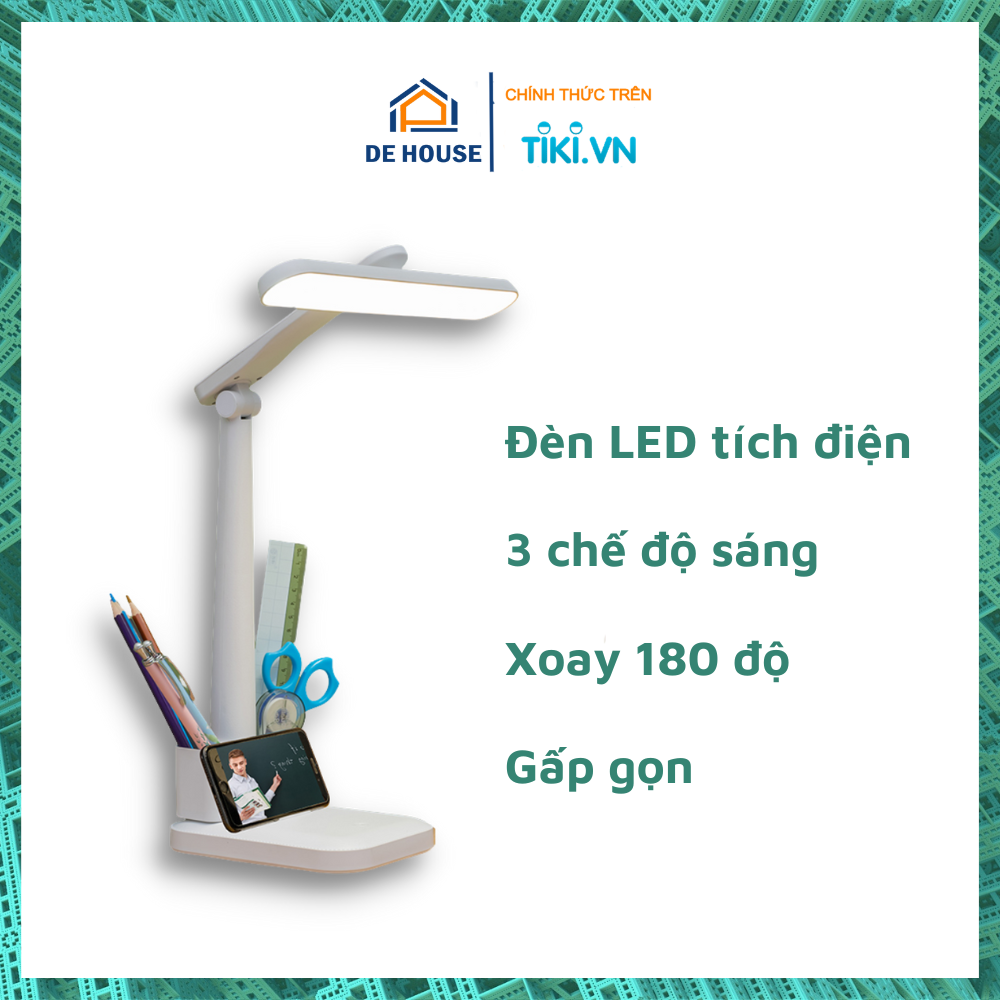 Đèn Bàn Học LED USB Di Động Cao Cấp Gập 3 Góc – Đèn Bàn Làm Việc Tích Điện Chống Cận 03 Chế Độ Ánh Sáng Vàng Bảo Vệ Mắt