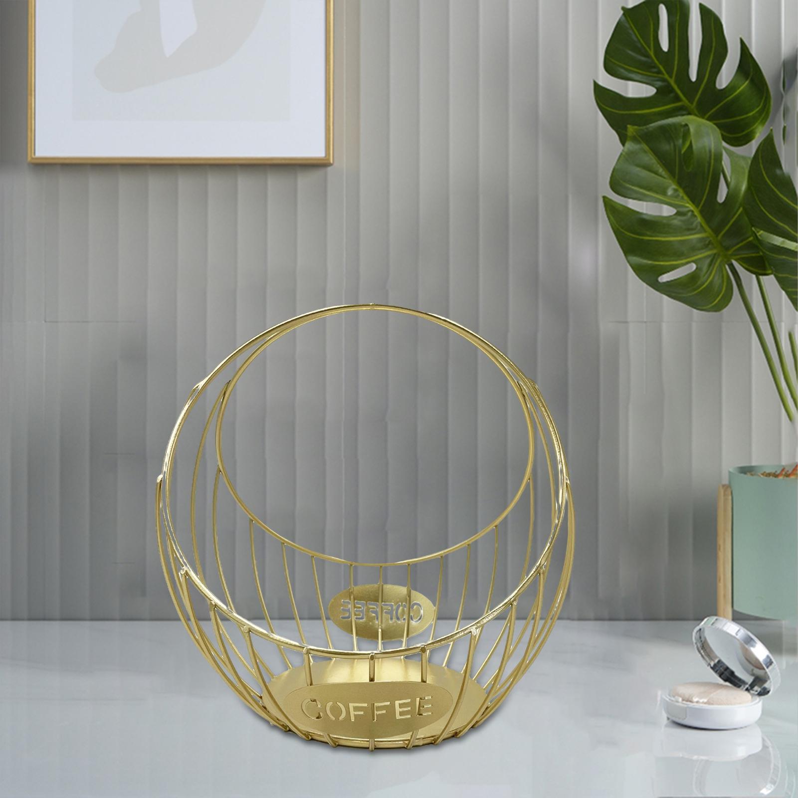 Coffee Pod Holder Organizer, cup holder Holder Storage Basket , Gold