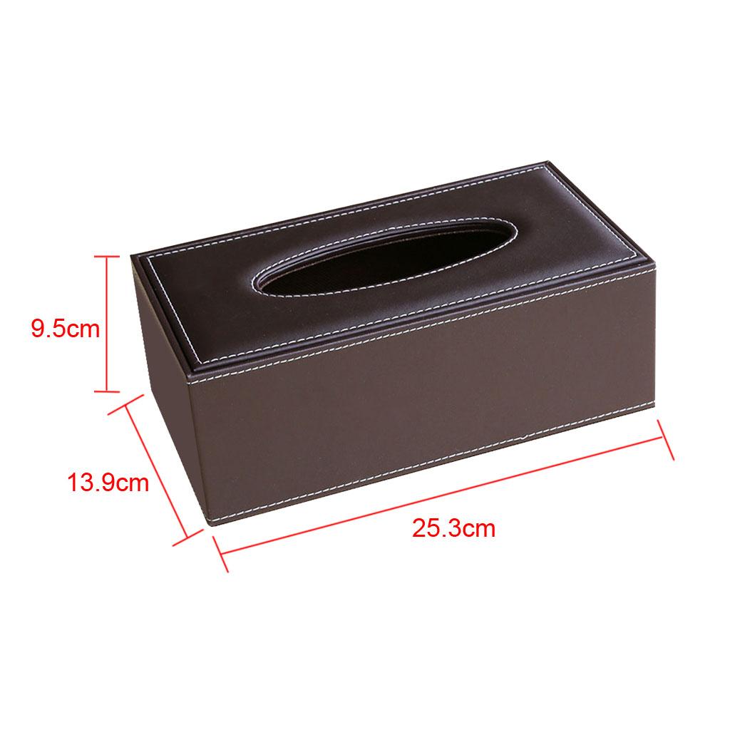 PU Leather Tissue Box Cover Home Car Napkin Toilet Paper Holder Case Brown
