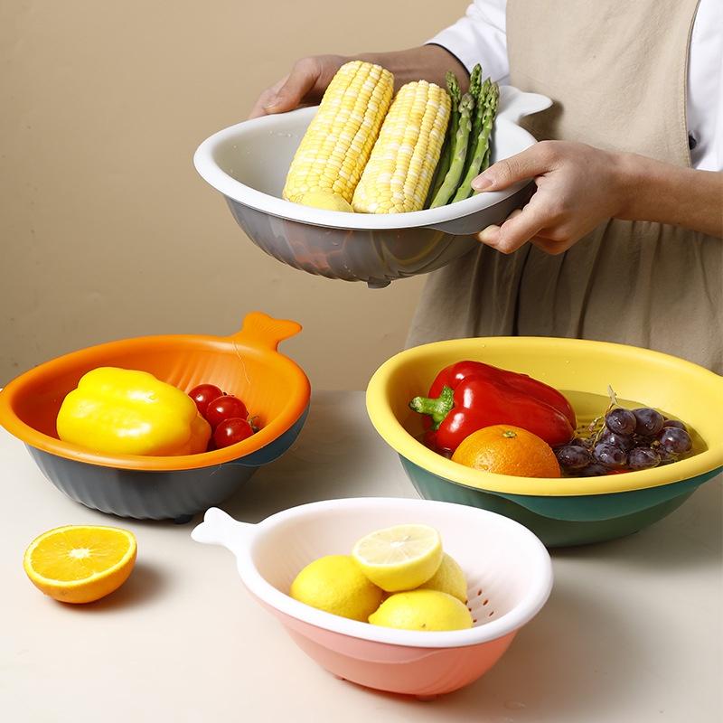 Set 6 Rổ Nhựa Hai Lớp Đa Năng Tiện Dụng Cho Nhà Bếp