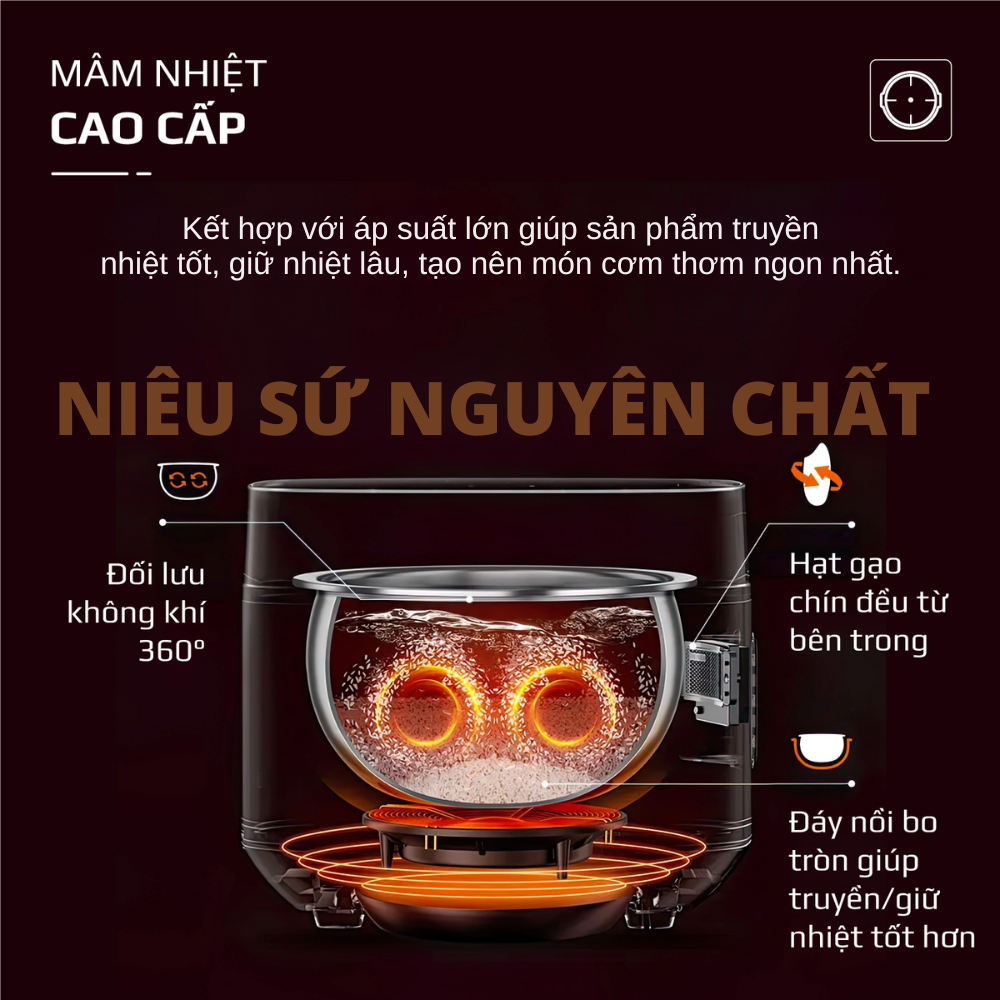 Nồi Cơm Điện Áp Suất Lòng Sứ Dưỡng Sinh Mishio MK396 dung tích 0.8L cho 1-2 người – Bí Quyết Cho Cơm Gạo Lứt - Hàng chính hãng