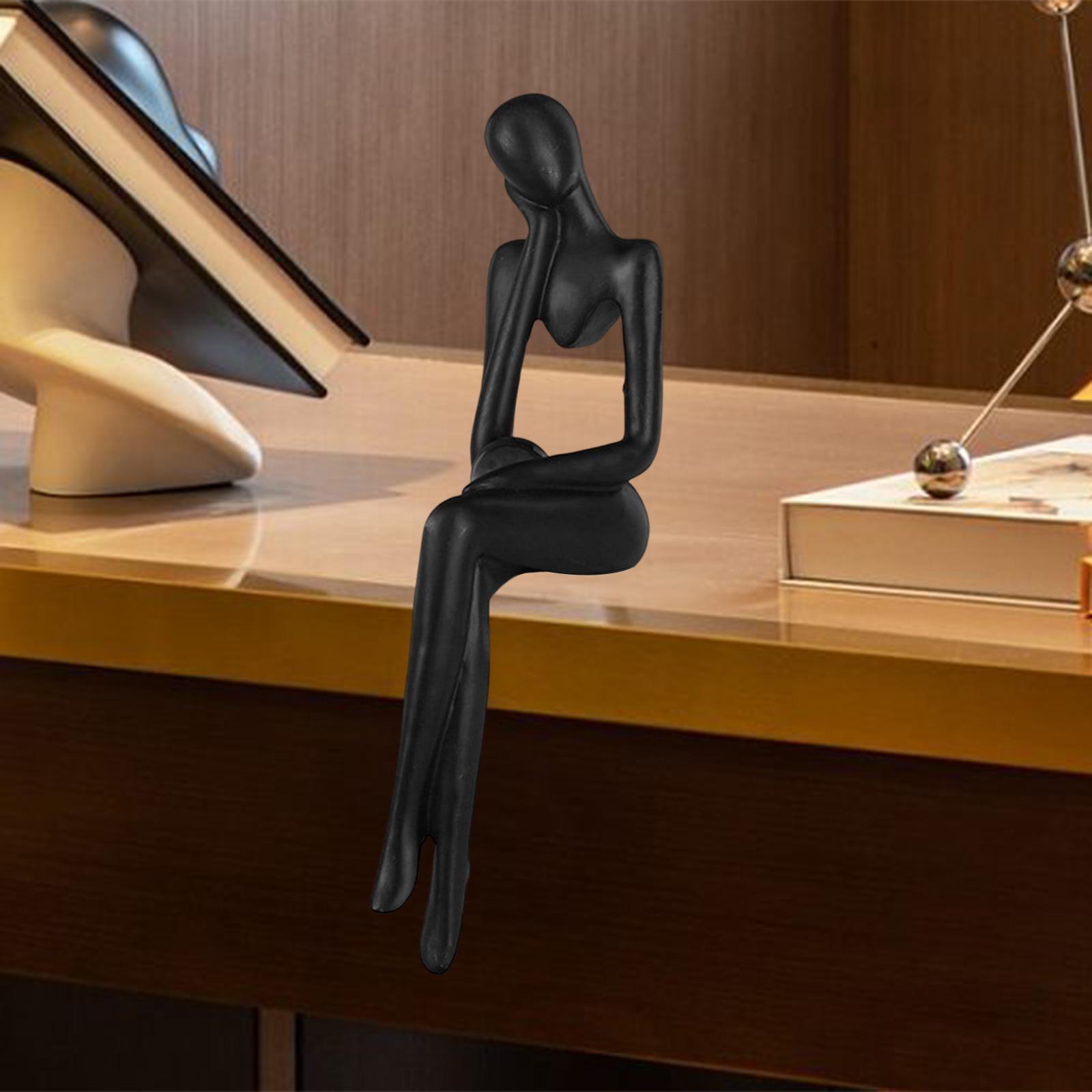 Thinker Statue Abstract Figurine Art for Living Room Bookcase Ornament
