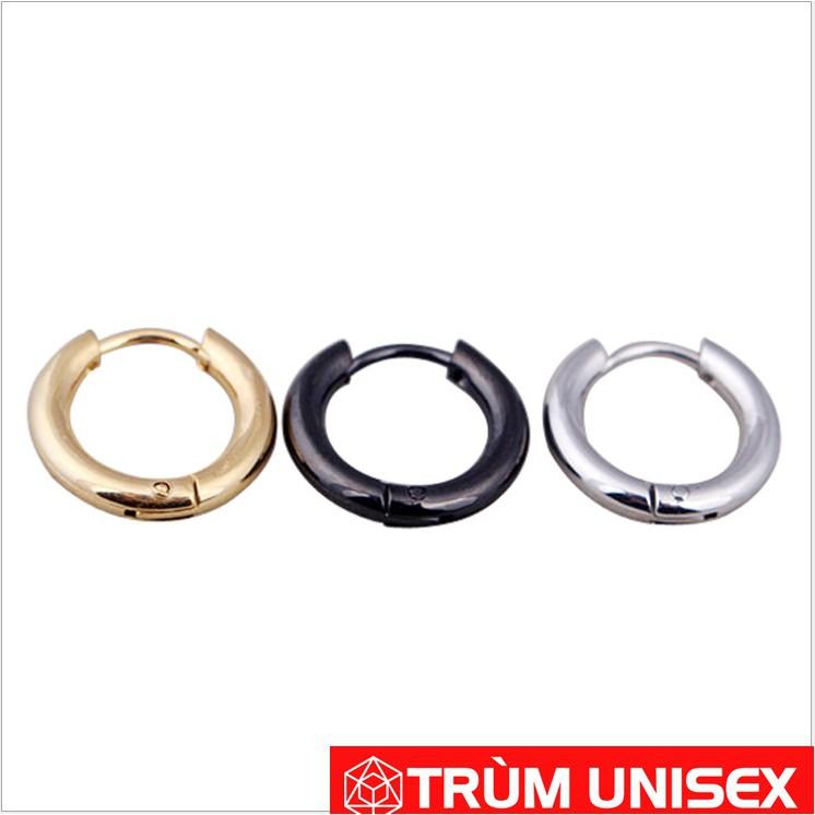 Khuyên Tai Inox Tròn Unisex 14mm 1 Đôi Không Gỉ