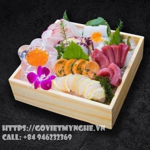 Khay Gỗ Vuông Trang Trí Sushi - Sashimi Nhật Bản 25cm