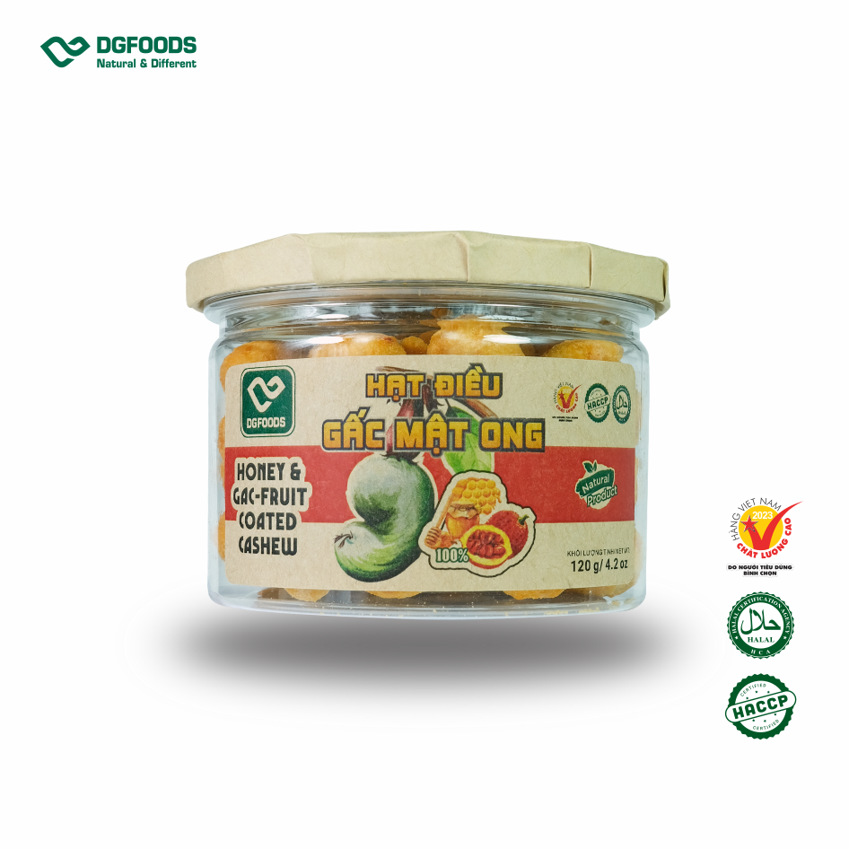 Hạt điều gấc mật ong 120g DGfoods/Honey & gac-fruit coated cashew/Ăn chay được/ HVNCLC/HACCP/HALAL/hạt điều bình phước