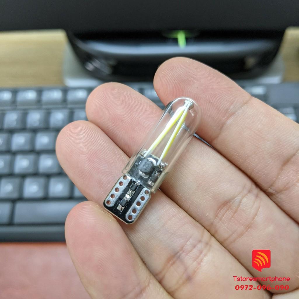 Led T10 đờ mi W5W 194-168 cao cấp vỏ thủy tinh chịu nhiệt tích hợp mạch IC sáng khá và rất mát.