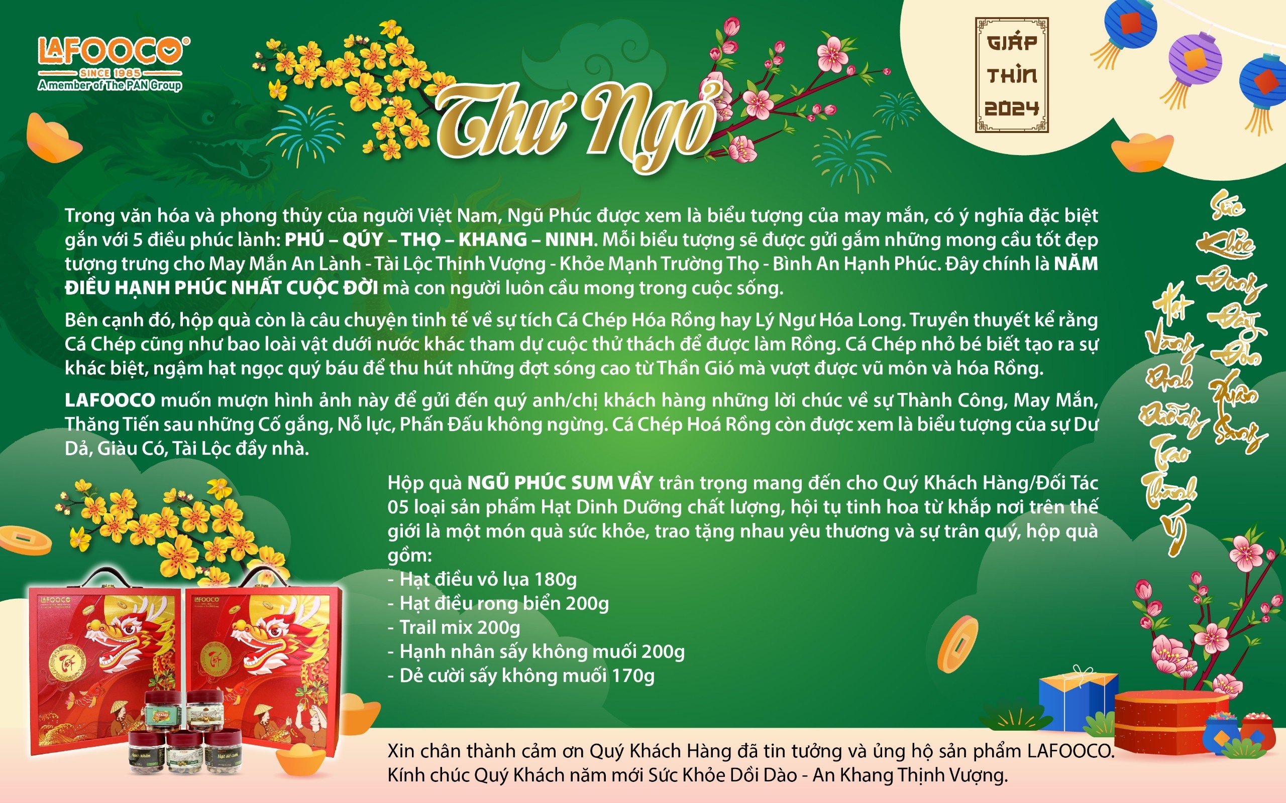 Hộp Quà Tết LAFOOCO - NGŨ PHÚC SUM VẦY - 5 Sản Phẩm Hạt Dinh Dưỡng