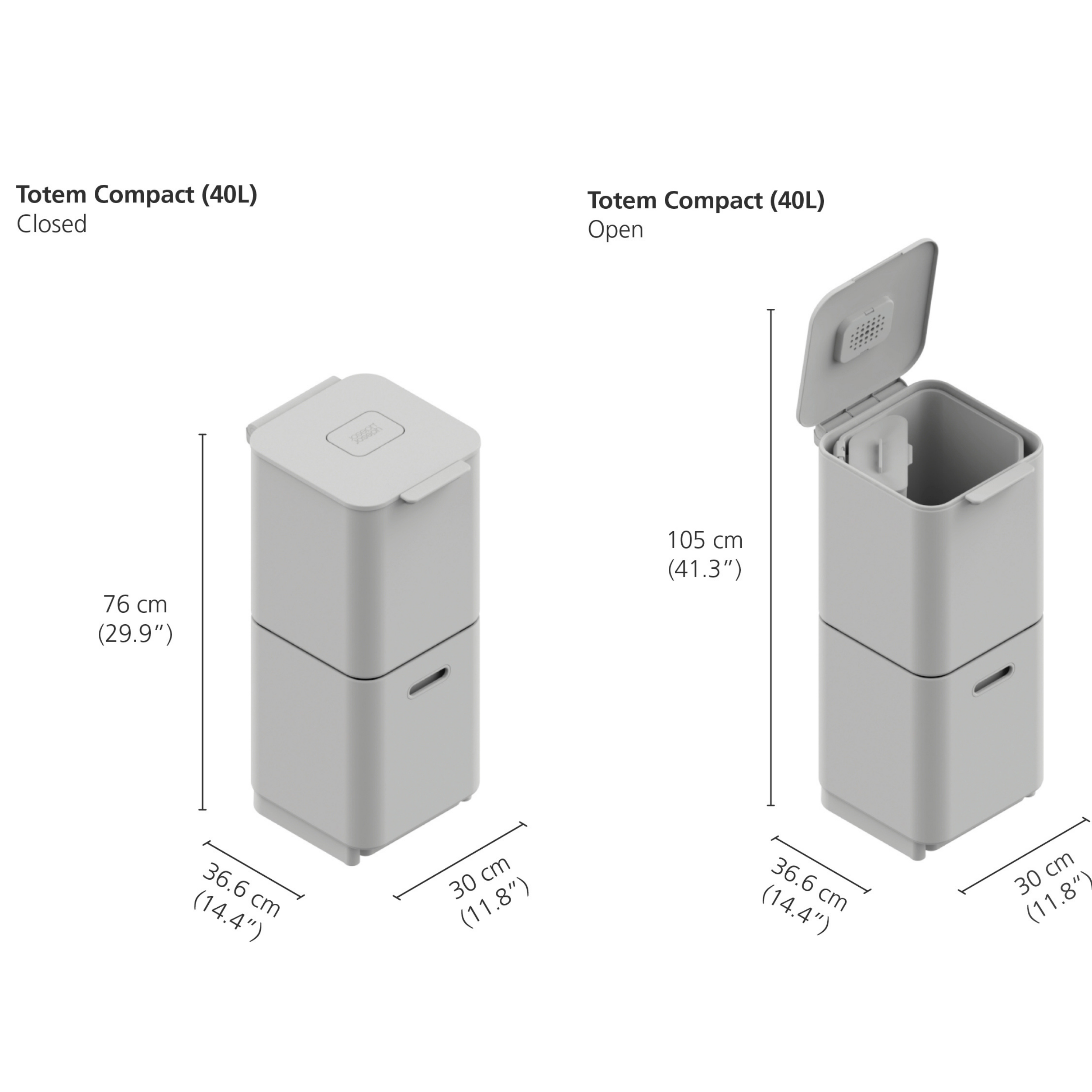 Joseph Joseph - Thùng rác 2 ngăn cao cấp Totem Compact 40L Waste &amp; Recycling Bin 001044