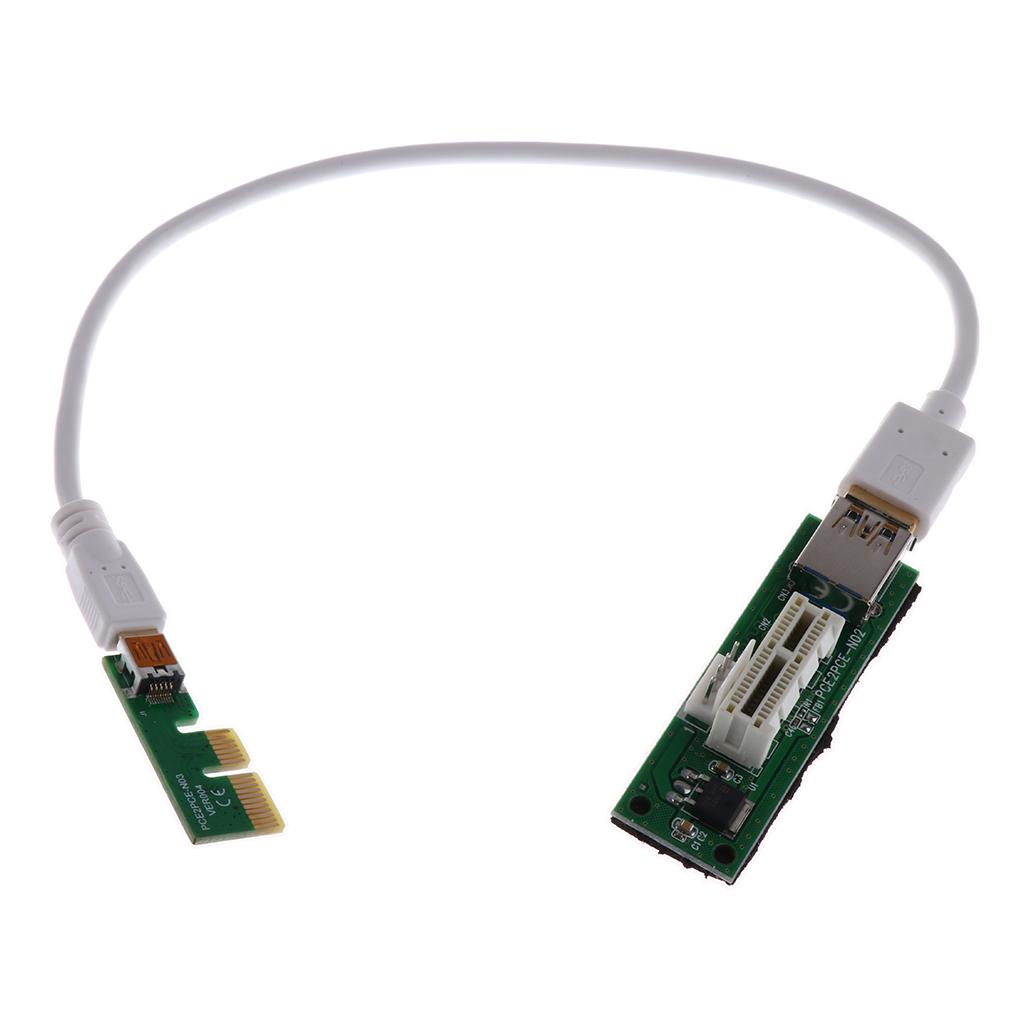 PCI Express PCI-E 1X Riser Card Extender Adapter USB3.0 Cable &Power Cord