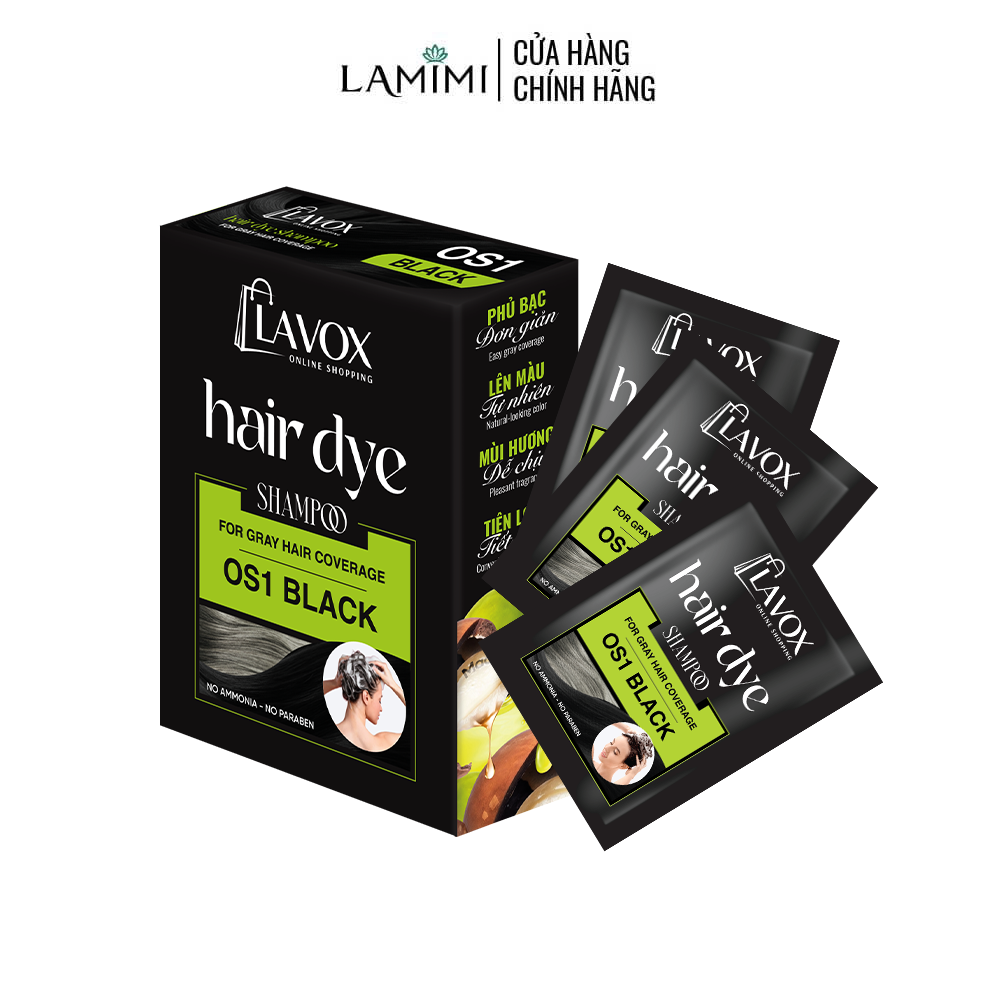 [SẢN PHẨM MỚI] Gội Phủ Bạc Lavox Online Shopping Che Tóc Bạc Tức Thì (Hộp 3 Gói)