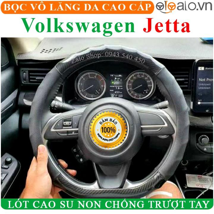 Bọc Vô Lăng Da dành cho Xe Volkswagen Jetta Lót Cao Su Non Cao Cấp Chống Trượt Tay - Màu đen chỉ đỏ