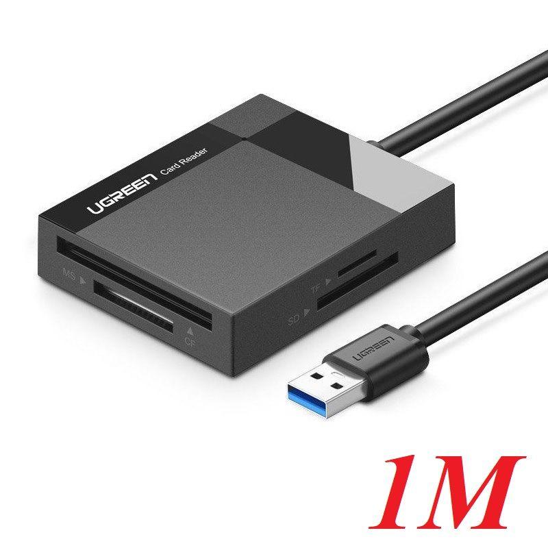 Ugreen UG30231CR125TK 1M màu Đen Đầu đọc thẻ USB 3.0 sang SD + TF + CF + MS cao cấp - HÀNG CHÍNH HÃNG