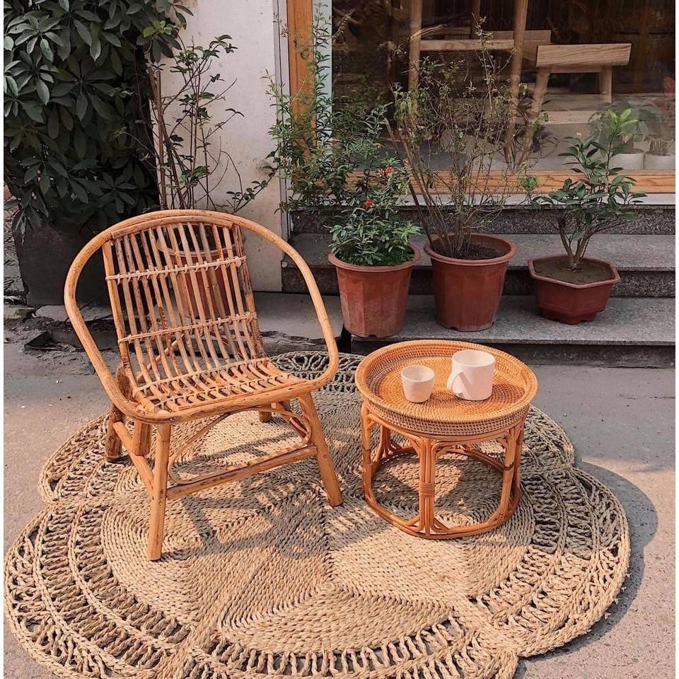 Combo bàn ghế mây tre đan tự nhiên phù hợp cho quán cafe / bộ decor gia đình / ban công