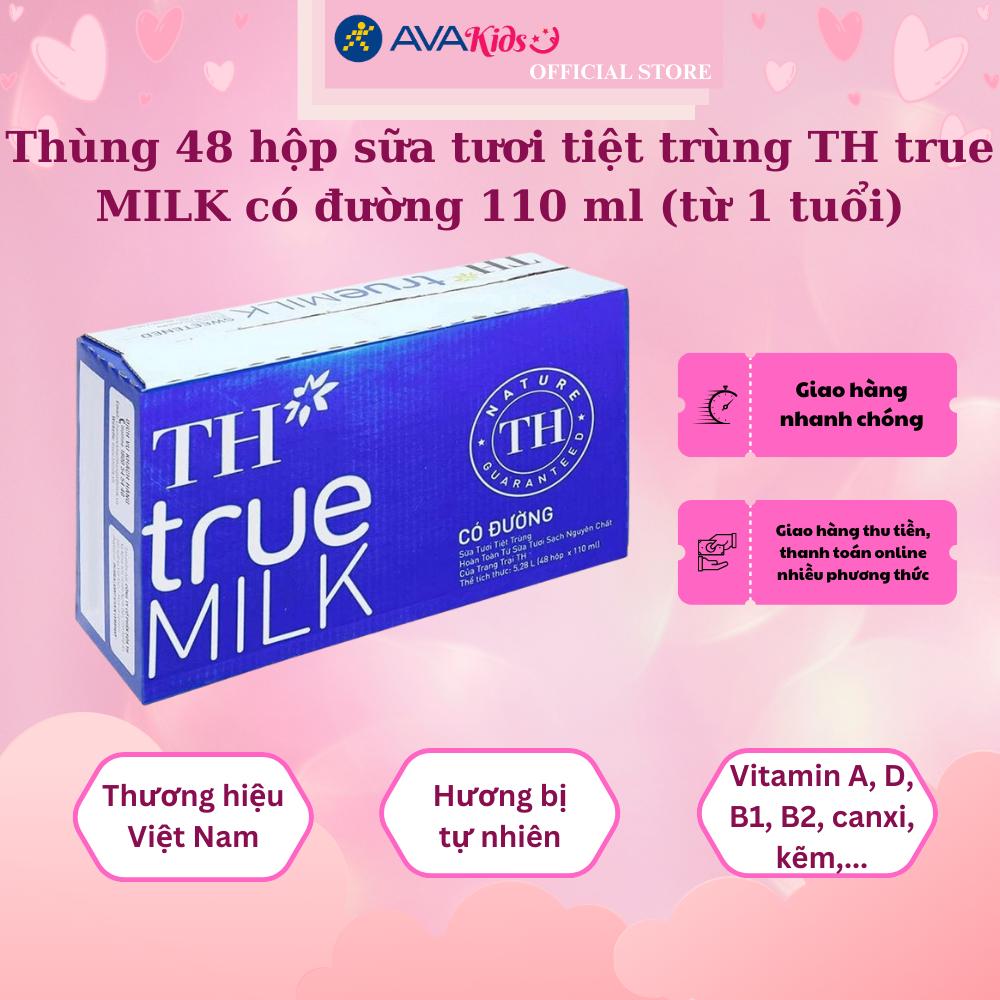 Thùng 48 hộp sữa tươi tiệt trùng TH true MILK có đường 110 ml (từ 1 tuổi)