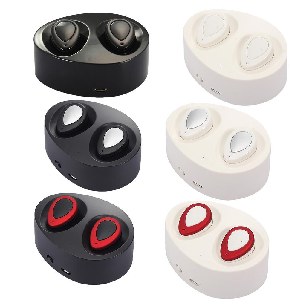 Mini Bluetooth 4.2 Twins Stereo In-Ear Earphone Headset w/ Case Black
