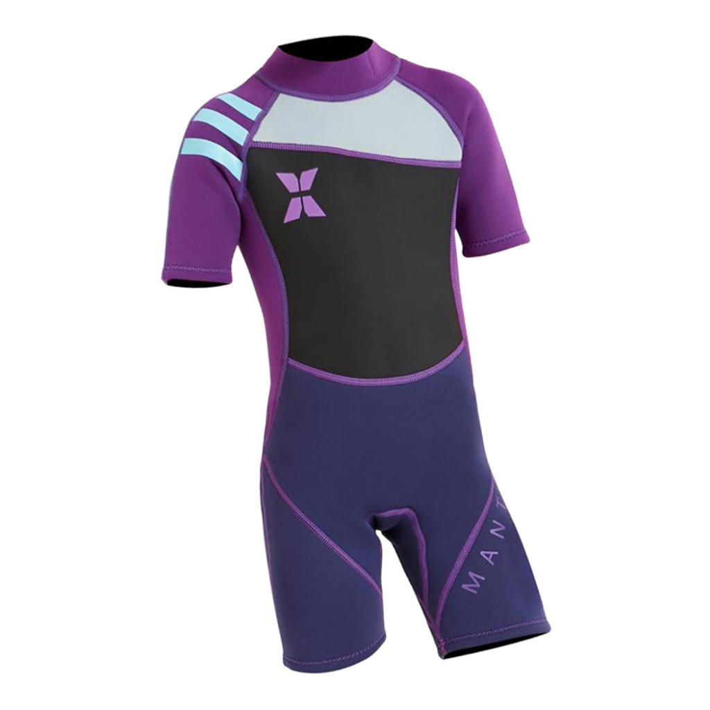 2.5mm Kids Short Sleeve Wetsuit Beach Diving  Swimsuit S