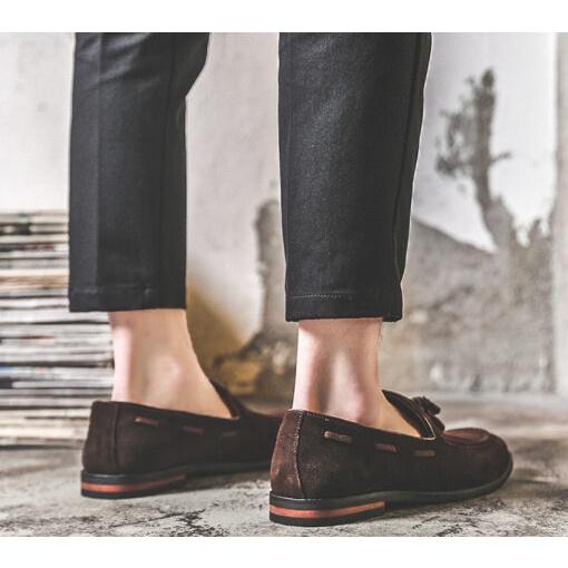 Giày Tây Loafer Tassel nâu (Da lộn