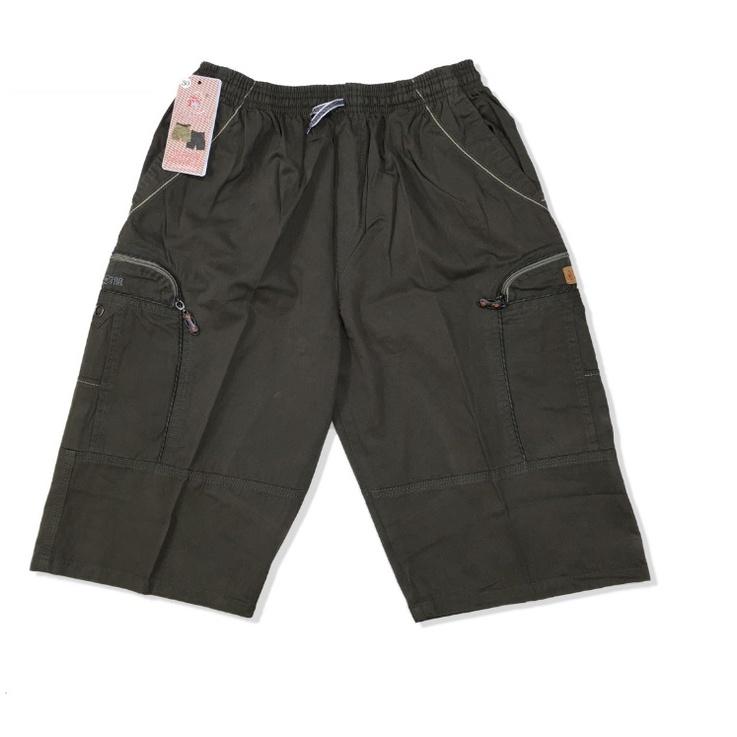 Quần Short Lửng Nam Túi Hộp Lưng Thun Form Rộng Kaki Lụa