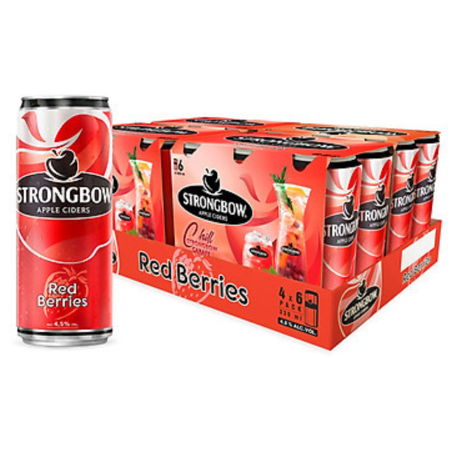 Thùng 24 Lon Cao Strongbow Vị Dâu Đỏ