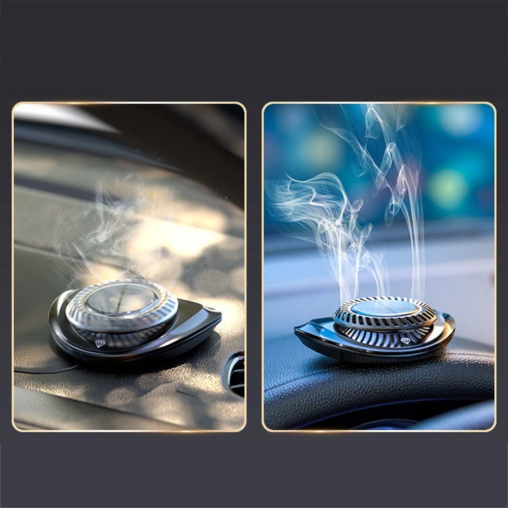 Khử mùi nội thất ô tô năng lượng mặt trời kiêm bảng số phone ẩn hiện Car Perfume Solar Rotating Aromatherapy Car