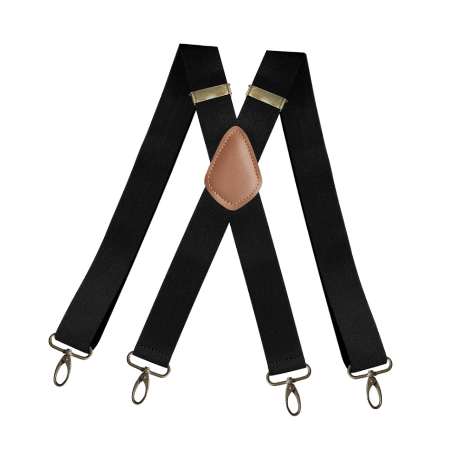 Suspenders for Men Elastic Straps Trouser 4 Clips x Shaped 3.5cm Wide