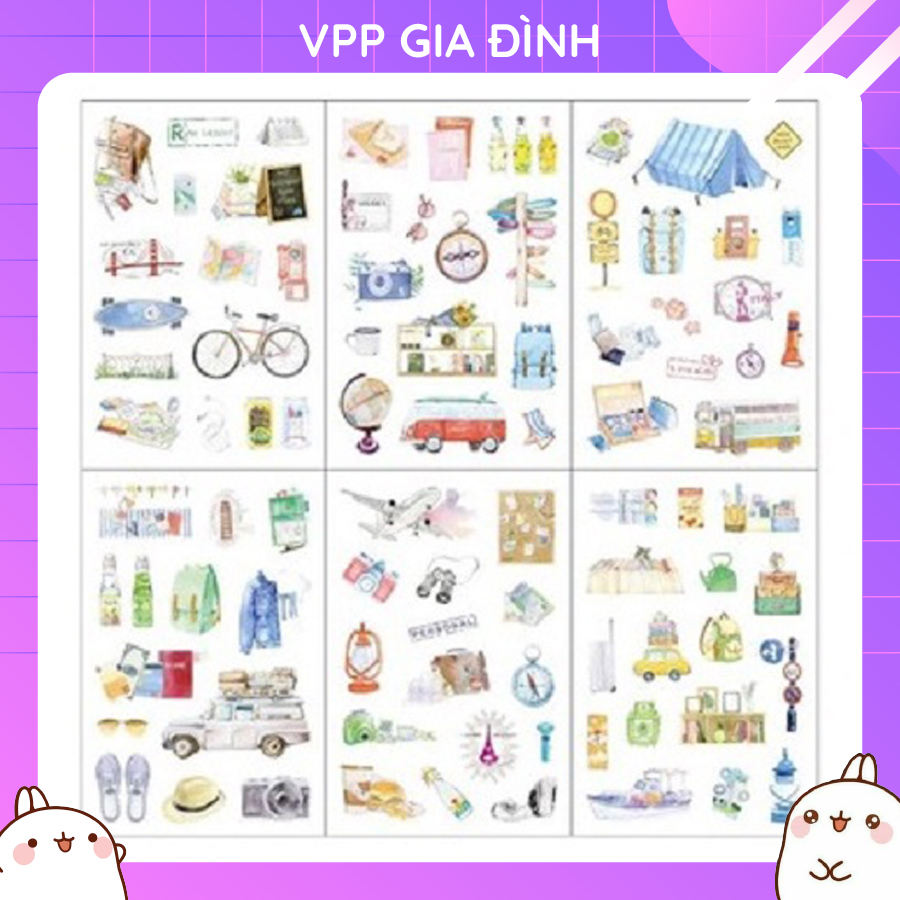 Bộ 6 Tấm Nhãn Dán Sticker Trang Trí Sổ Nhật Ký ( Nhiều Mẫu Giao Ngẫu Nhiên)