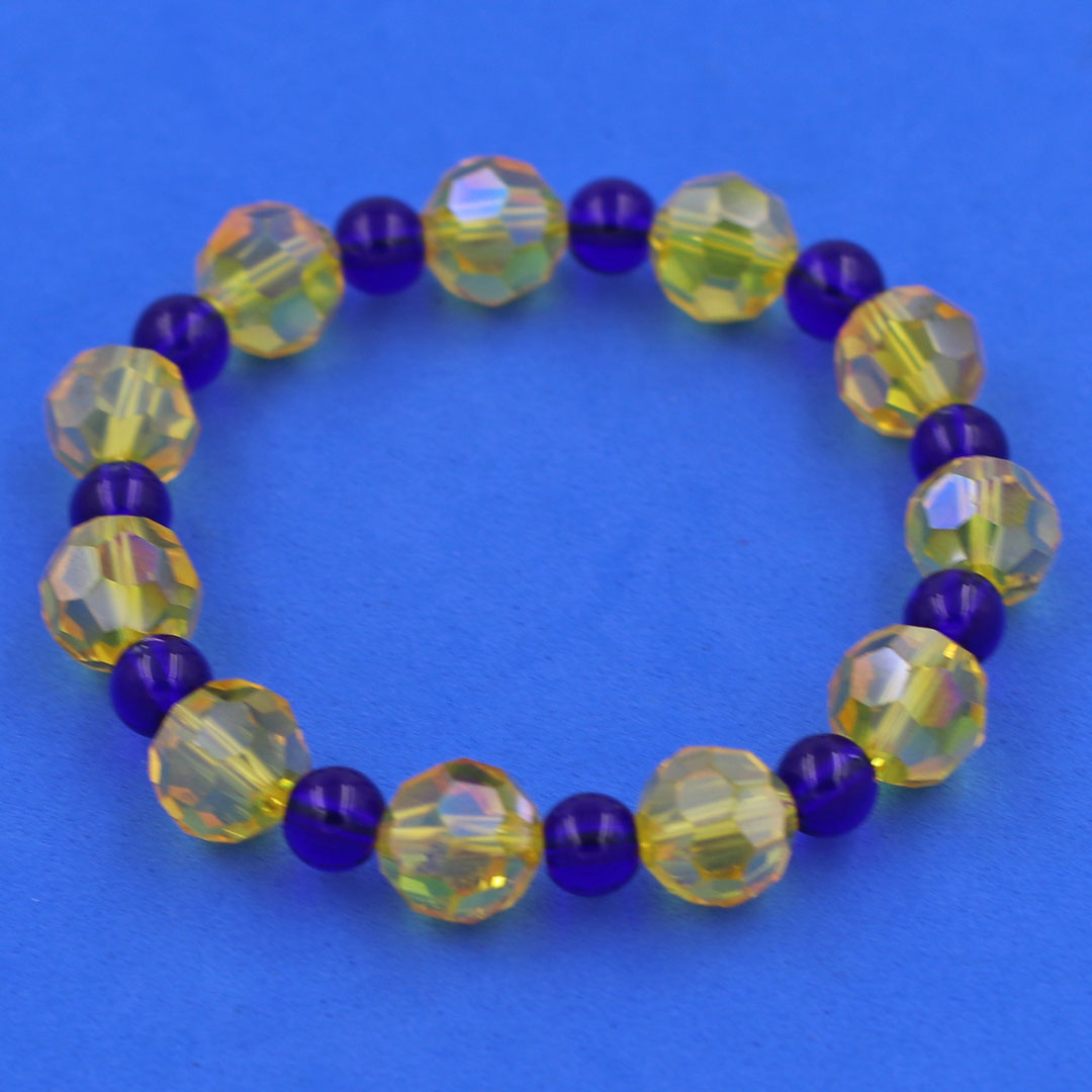 Vòng tay pha lê vàng cắt giác 10 ly pha lê xanh dương CTFLVGFLXD10