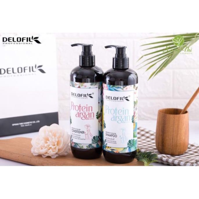 Dầu gội xả giữ màu tóc nhuộm lâu phai Delofil Protect Color 500ml + Gội xả gói Karseell 15ml