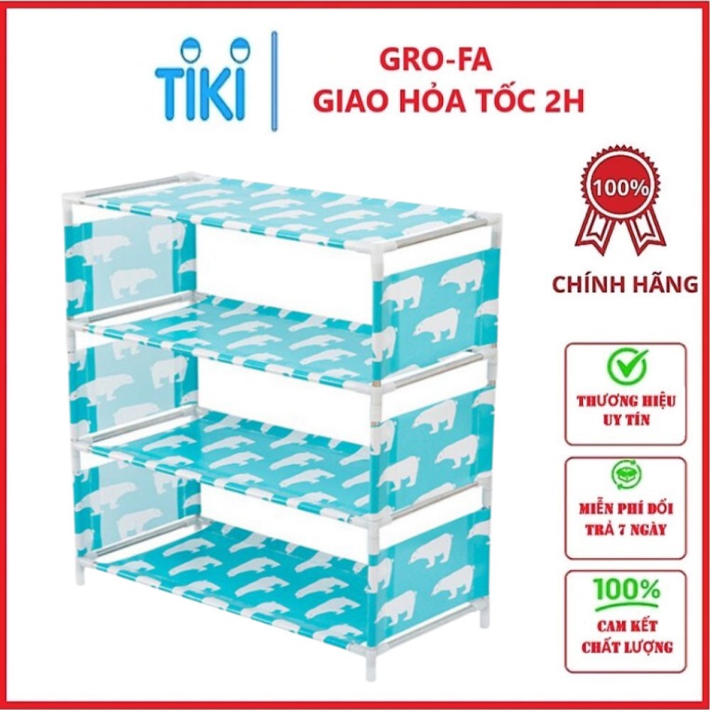 Kệ Giày Dép 4 Tầng Khung Inox Chắc Chắn - Hàng chính hãng ( Hoa văn giao ngẫu nhiên)