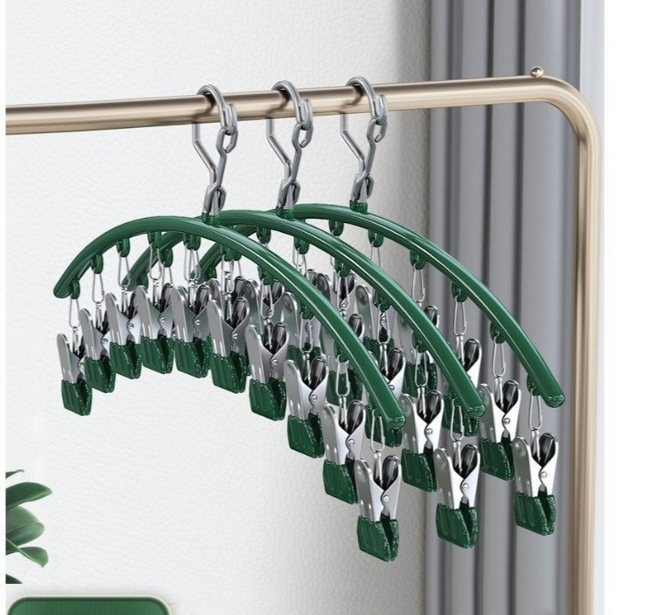 Móc phơi quần áo inox có khóa móc treo chắc chắn - 10 kẹp được phủ nhựa chống sầy xước khi phơi đồ Hàng Cao Cấp