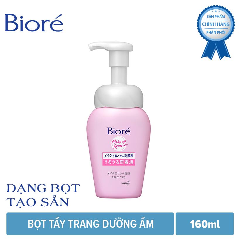 Combo Tẩy Trang Tạo Bọt Dưỡng Ẩm Biore Make Up Remover Foaming (160ml) + Hộp Bông tẩy trang cao cấp Cotton Labo Clean Puff Nhật Bản (80 miếng)