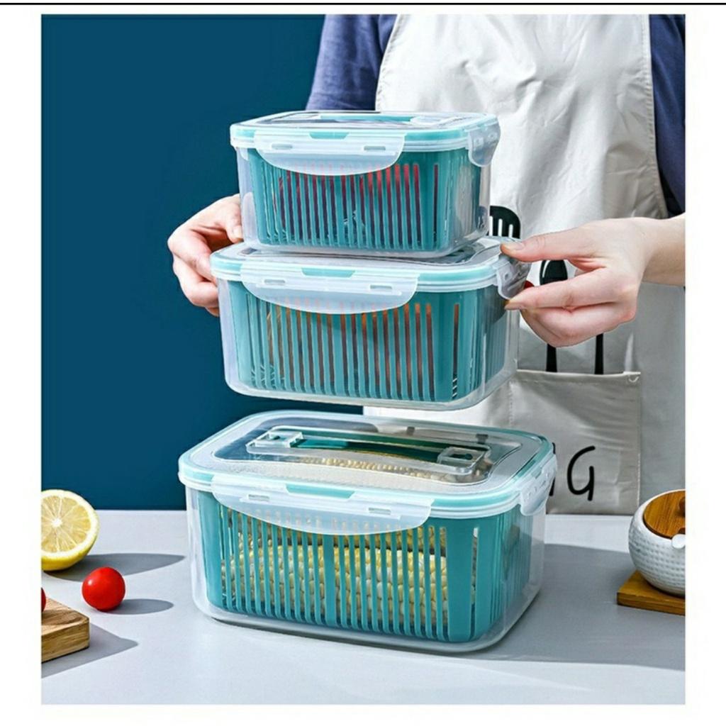 Bộ 5 Hộp Nhựa Đựng Thực Phẩm Để Tủ Lạnh Bao Gồm Rổ Bên Trong Hộp Kèm Nắp Đậy Hộp Bảo Quản Thức Ăn