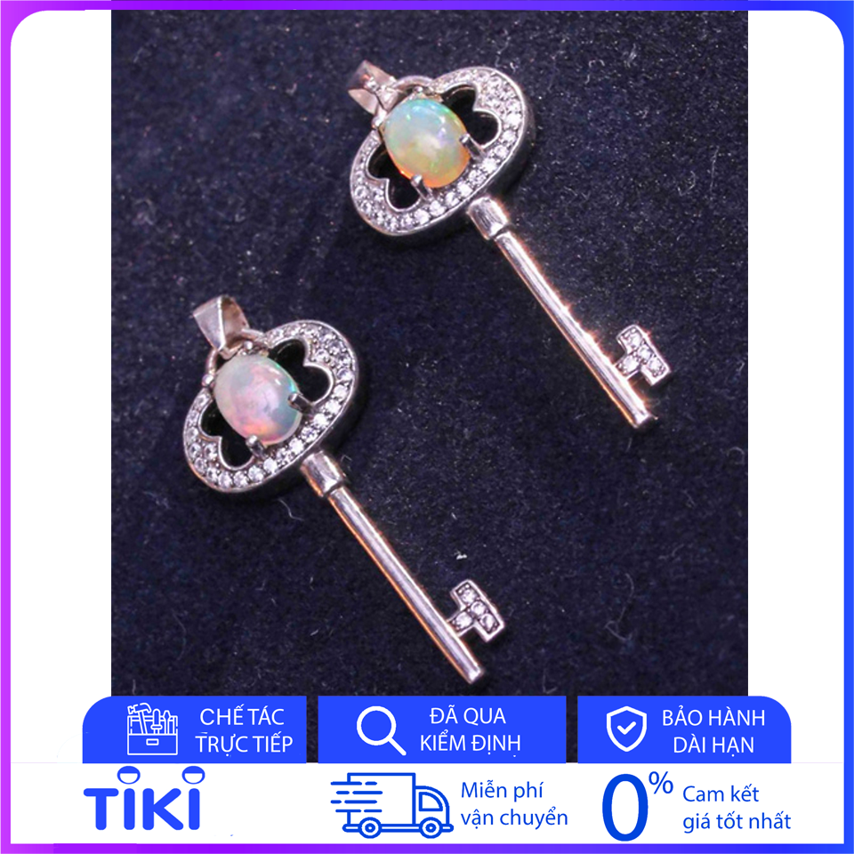 Mặt Dây Chuyền Nữ Key Love Chất Liệu Bạc Đá Opal Thiên Nhiên Đính Đá CZ