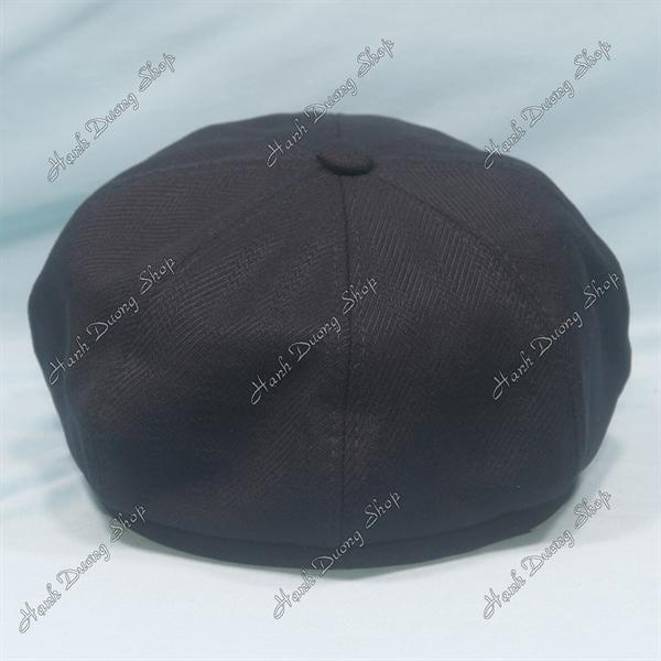Nón mỏ vịt nữ trơn không thêu, nón beret nữ hàng quảng châu phong cách cổ điển, nón nồi nữ, nón bí ngô, nón beret họa sĩ hàng quảng châu vòng đầu 57-58cm có 2 dây rút giảm size đầu - Đen
