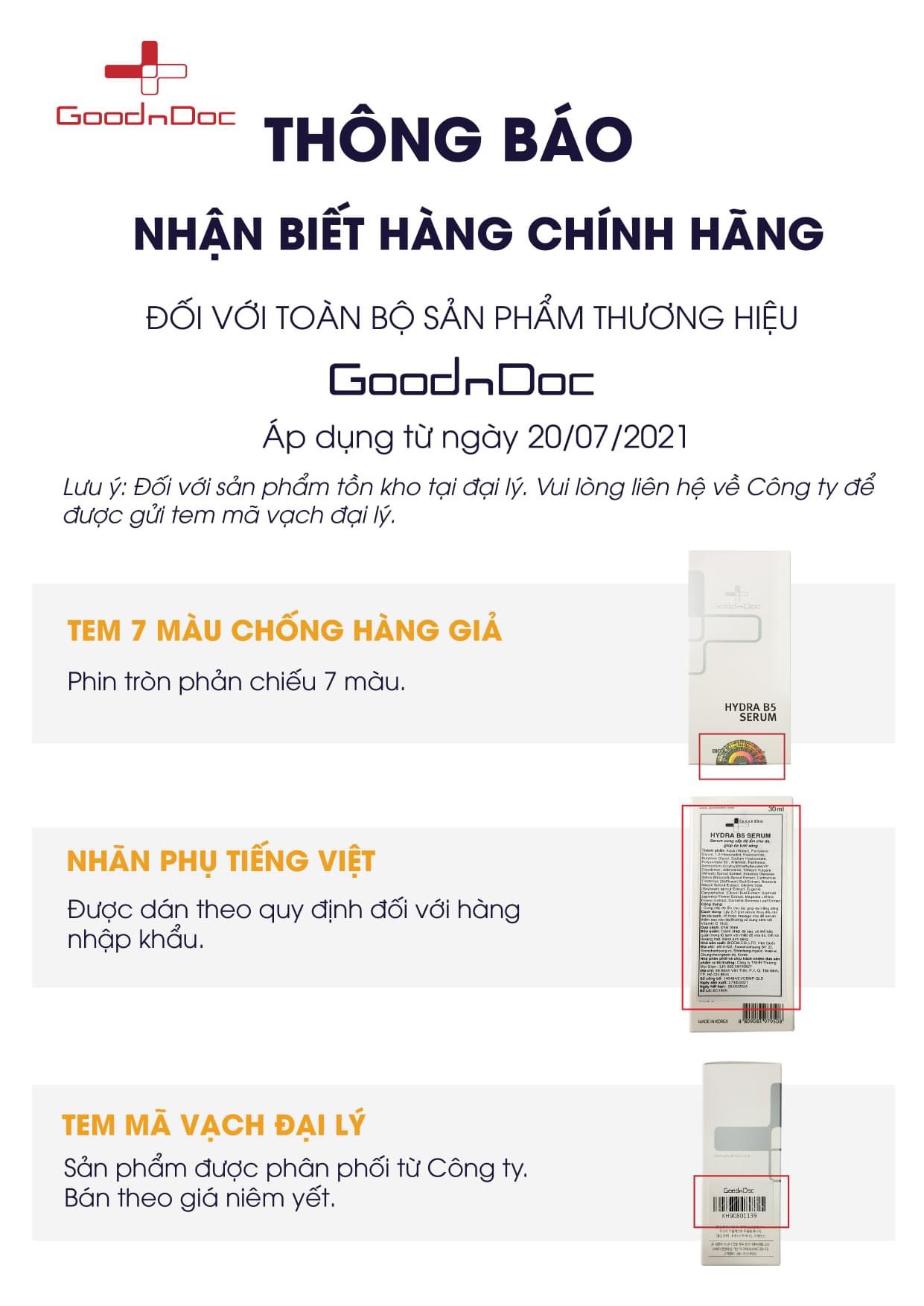 Serum Dưỡng Ẩm Phục Hồi Da GoodnDoc Hydra B5 - Serum B5 GoodnDoc 30ml